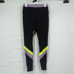 Love and sports lavender black yellow workout leggings